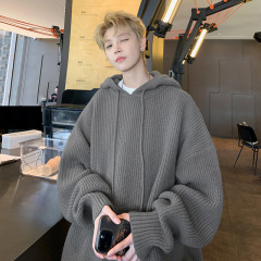 Sweater autumn and winter American style street solid color pullover loose sweater casual jacket