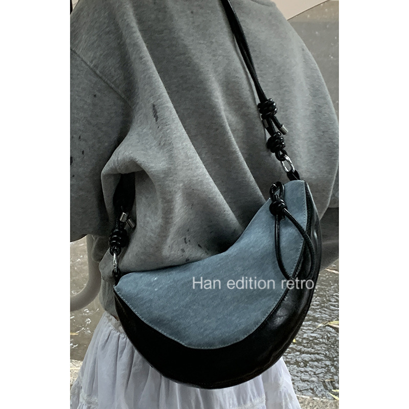 Niche texture women's bag armpit bag 2024 new simple denim saddle bag versatile simple crossbody bag