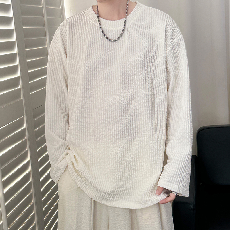 Heavy 400g high quality loose large size long-sleeved T-shirt men's drapey bottoming shirt