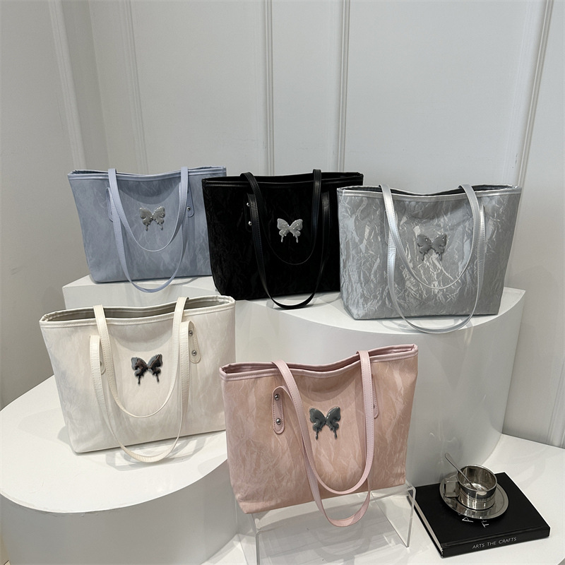 High-end tote bag for women 2024 new hand-held commuting bag, versatile and fashionable solid color large capacity shoulder bag