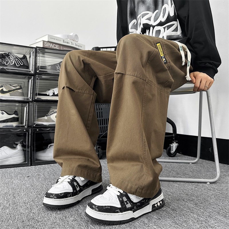 Autumn new men's loose straight elastic large size work casual pants