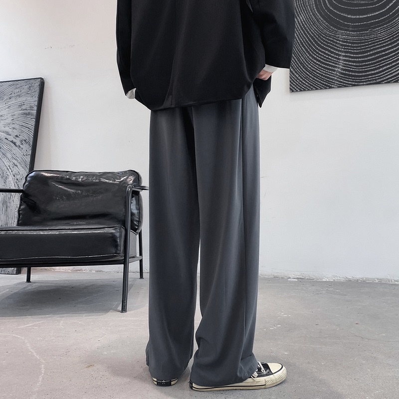 High-quality fabric drapey trousers for men and women, loose straight leg mopping pants, casual pants