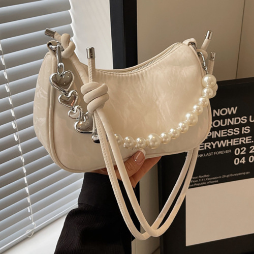 Underarm bag for women 2024 new fashion niche design solid color pearl versatile shoulder crossbody bag popular this year