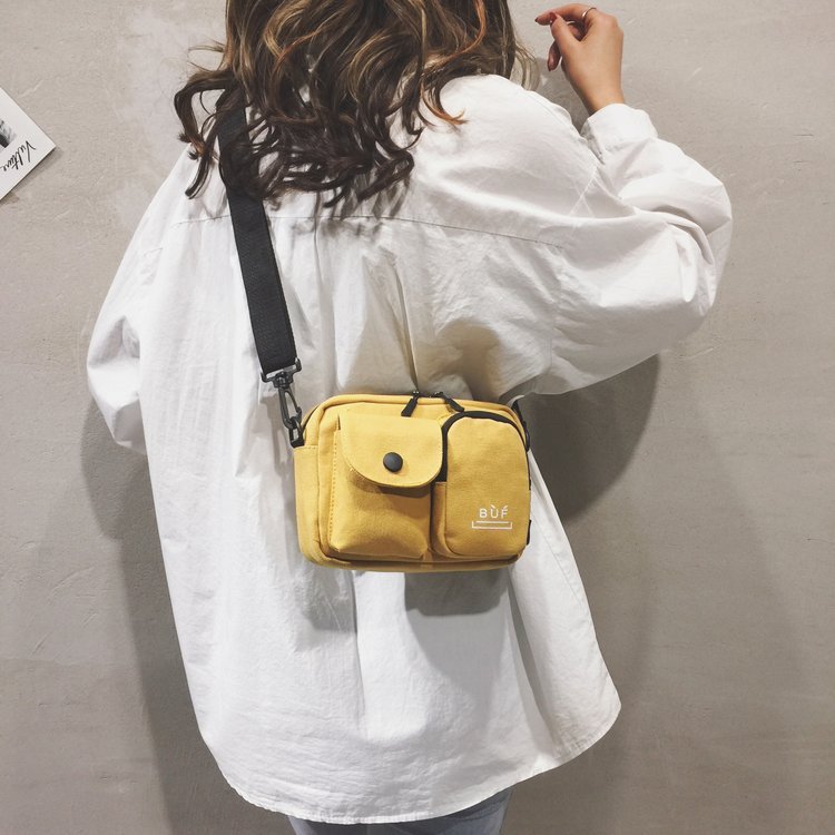 ins small bag women's new bundy bag wide shoulder strap crossbody bag Korean style fashion canvas shoulder bag