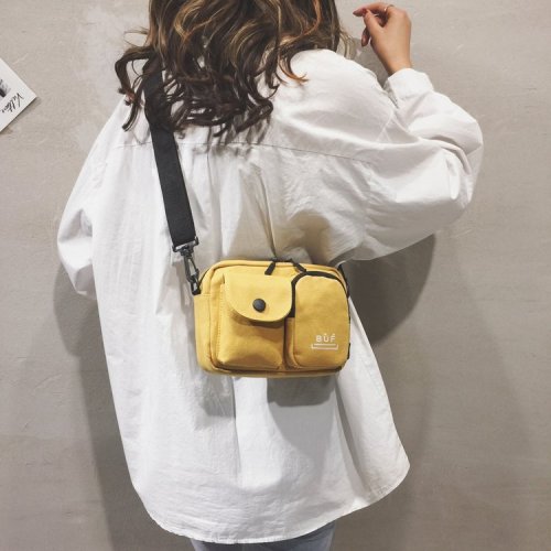 ins small bag women's new bundy bag wide shoulder strap crossbody bag Korean style fashion canvas shoulder bag