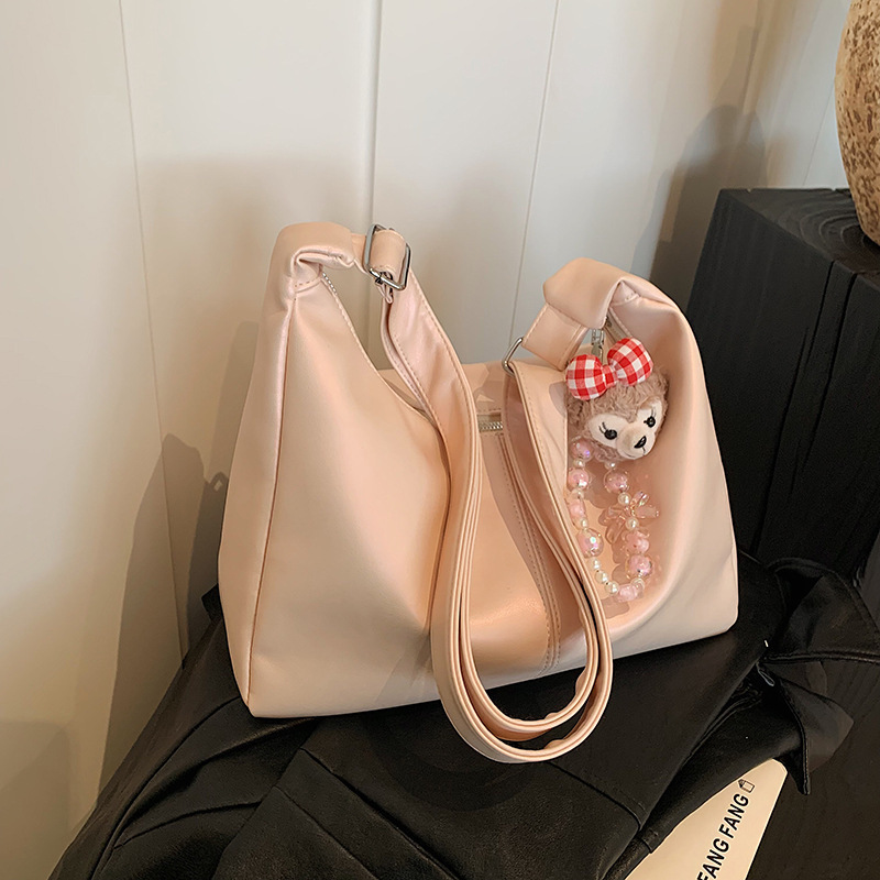 Korean large-capacity bag for women 2024 new college commuter shoulder crossbody bag casual soft side tote