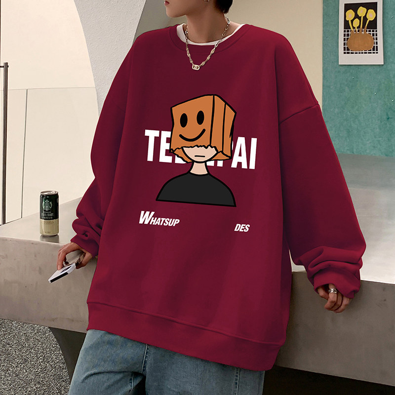 Autumn and winter heavyweight round neck sweatshirt loose hooded top oversize American fashion brand jacket