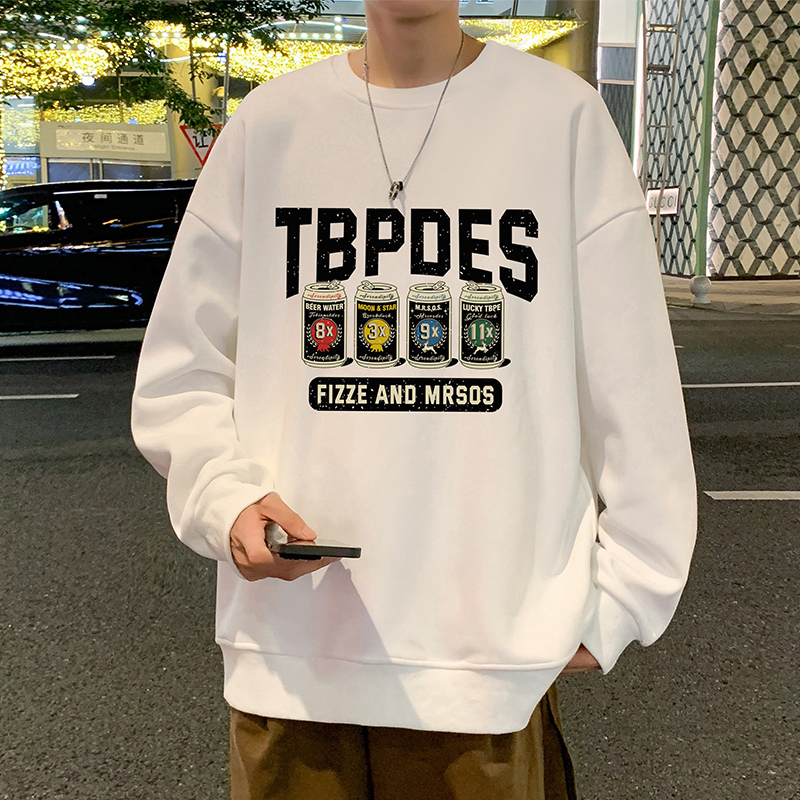 Men's sweatshirt autumn and winter bottoming American letter round neck pullover top oversize long-sleeved jacket