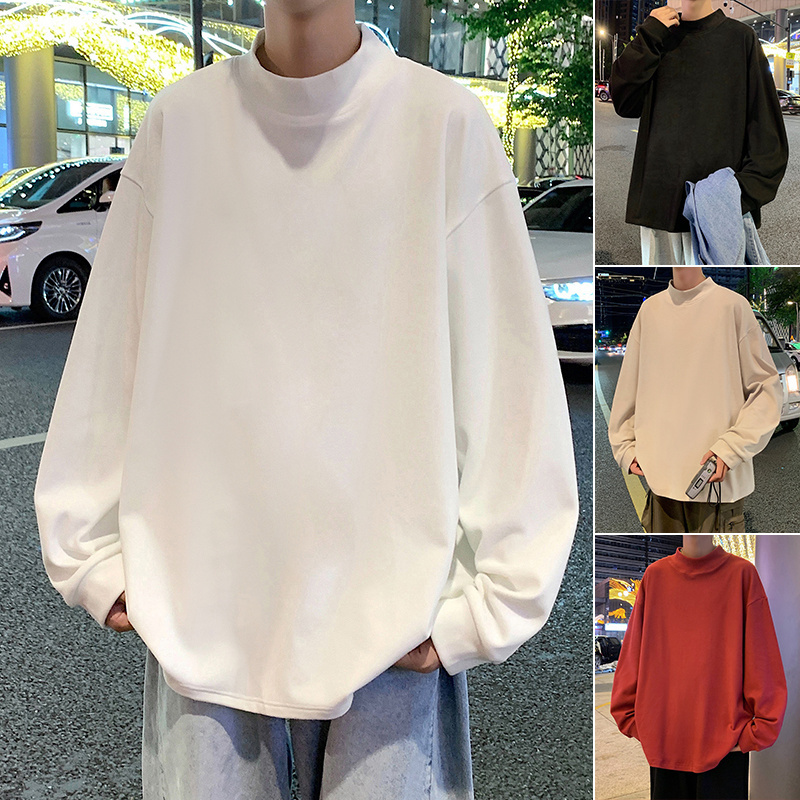 D002BP35 autumn and winter half turtleneck long-sleeved sweater for men with base layer autumn coat heavyweight German velvet sweatshirt