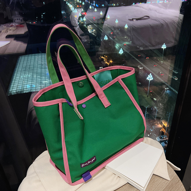 Korean ins canvas mommy bag new mother and baby bag large capacity portable shoulder bag light lunch bag for outing