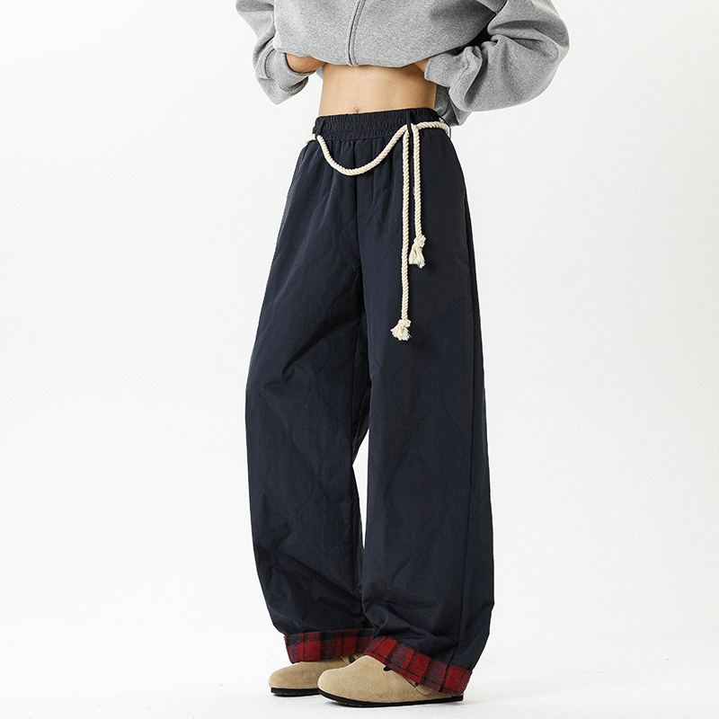 Velvet and thickened gourd pattern polar fleece cotton casual pants