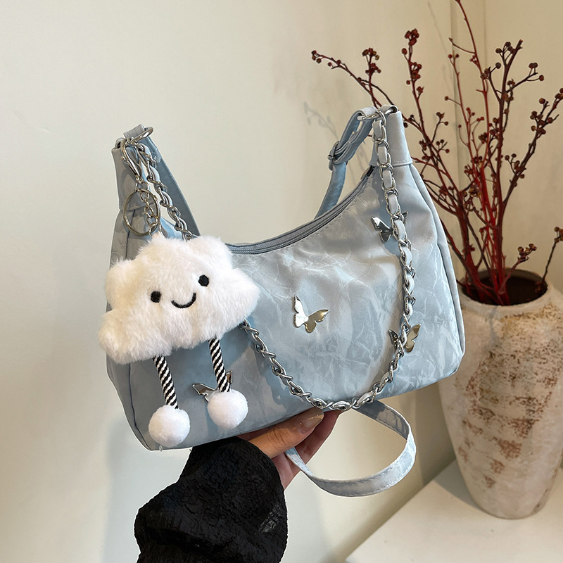 Korean version ins versatile crossbody small bag for women 2024 new summer butterfly shoulder bag niche commuter bag