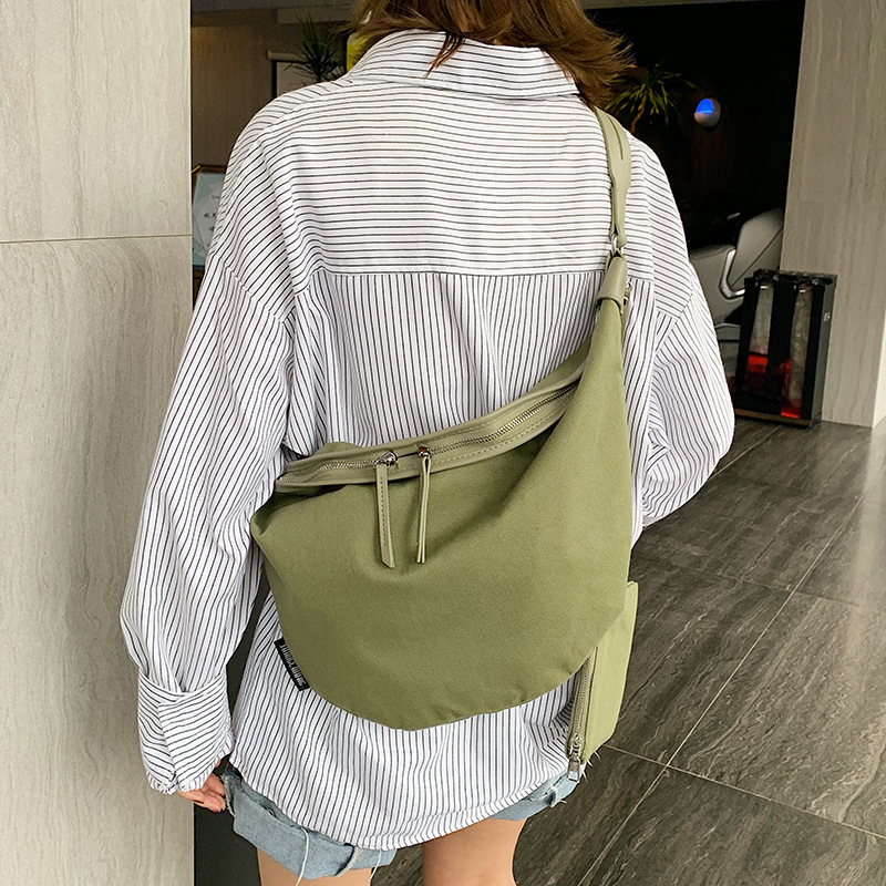 Women's bag Korean version ins canvas dumpling bag fashion casual crossbody bag mother bag simple chest bag trendy cross-border bag