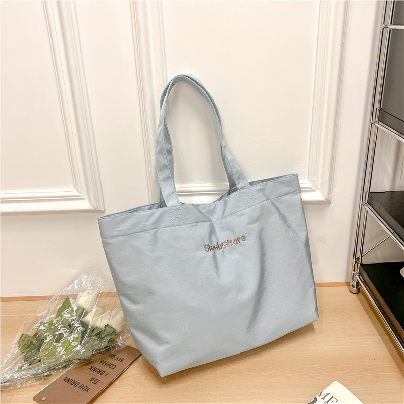 Lazy style large bag solid color lightweight simple ins style large capacity nylon women's bag high-value shoulder tote bag