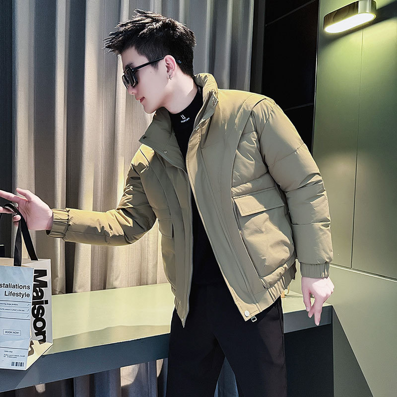 Social boy shopkeeper style cotton coat, trendy cotton coat for men, khaki 2