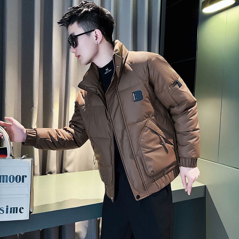 Social young man shopkeeper style cotton coat, trendy cotton coat for men, coffee 2