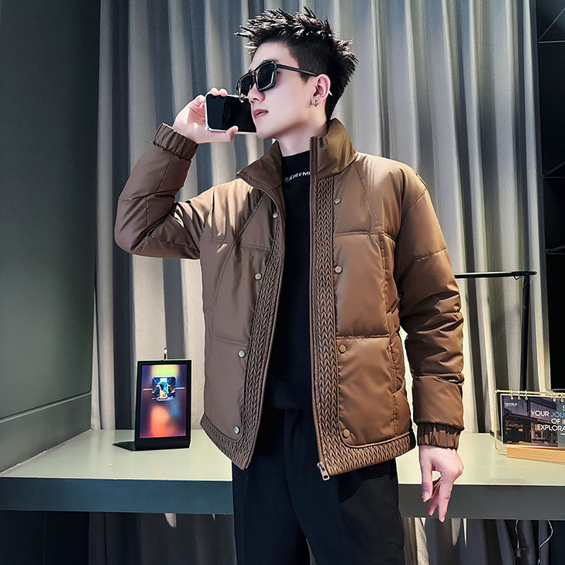 Social young man shopkeeper style cotton coat jacket trendy cotton coat for men