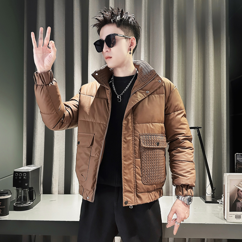 Khaki's first winter thickened men's casual popular solid color all-match coat cotton coat