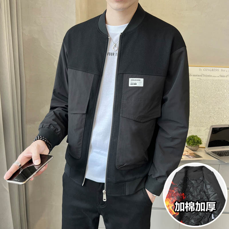 Winter thickened cotton jacket, casual Korean style thin cotton jacket with baseball collar