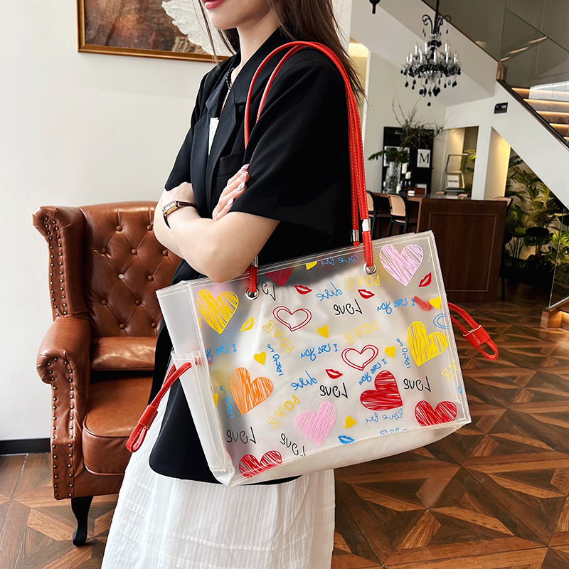 Women's 2024 Hot Style Street Shoulder Bags Trendy Handbags Tote Bags Transparent Large Bags Large Capacity Lady Bags