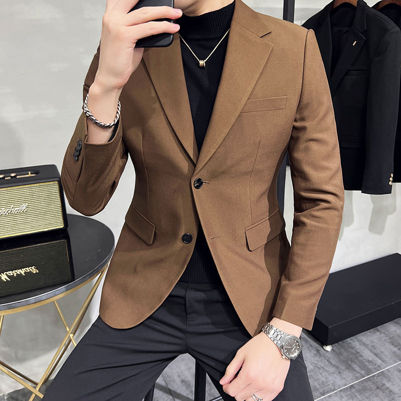Autumn New Solid Color Suit Single Piece Men's Slim Suit