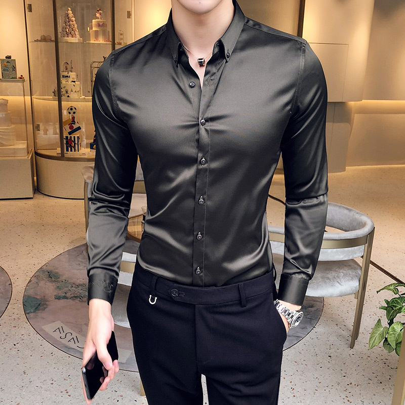 Autumn British slim fit no-iron embroidered slim long-sleeved shirt always in stock