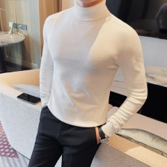 Turtleneck sweater men's winter new slim fit seamless seamless knitted sweater bottoming shirt lapel sweater