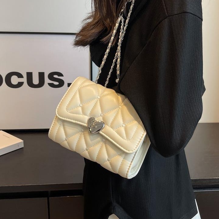 Xiaoxiangfeng chain bag for women 2024 new high-end rhombus embroidery thread small square bag trendy fashion single shoulder crossbody bag