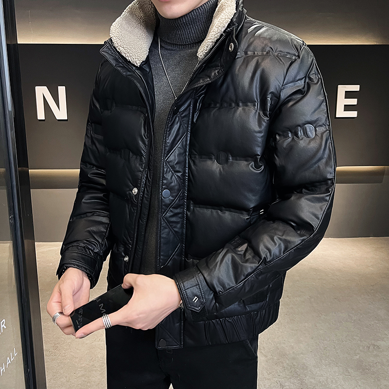 @shopkeeper风-There are large size winter fur collar new white duck down leather jackets and down jackets for trendy men