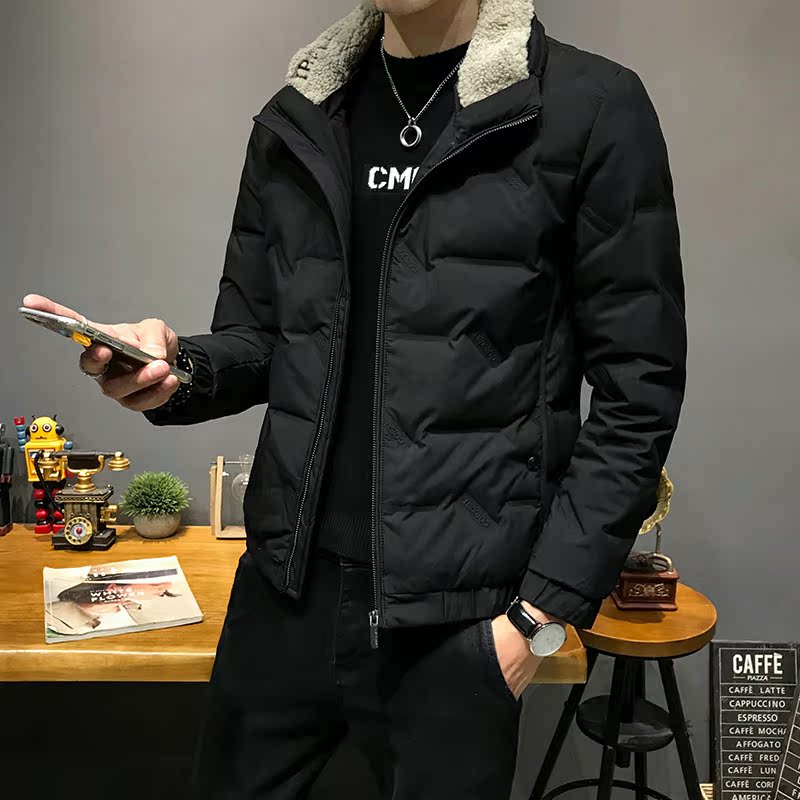 Winter down jacket disassembly lamb fur collar down jacket men's jacket