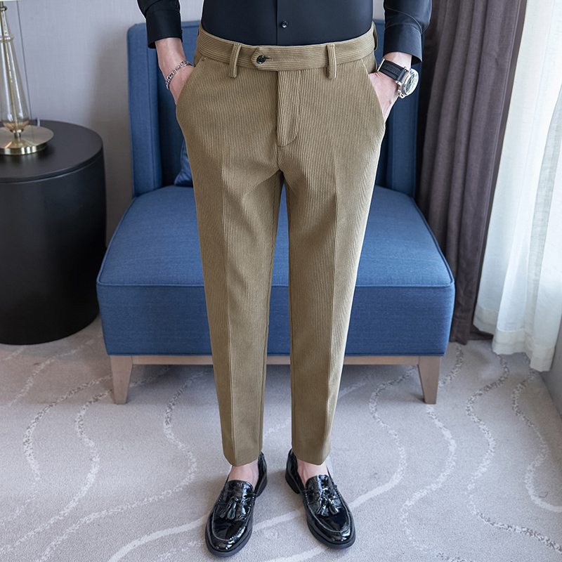 Autumn and winter regular slim fit trousers corduroy casual