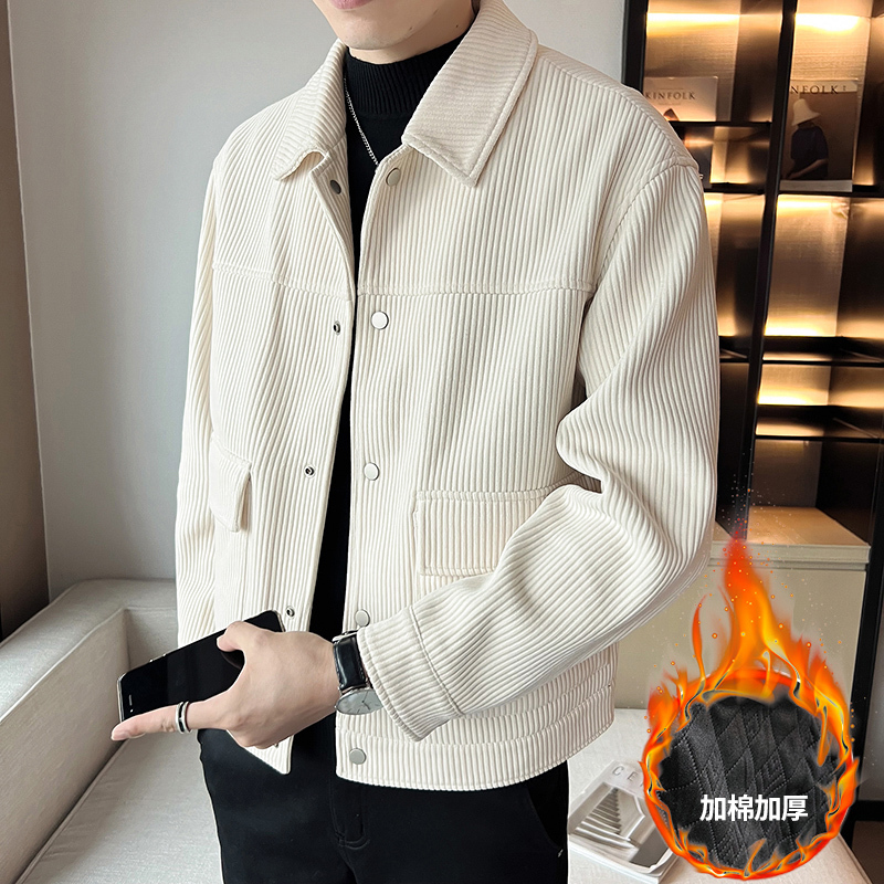 @shopkeeper wind plus cotton high-end thickened corduroy workwear woolen winter jacket cotton coat