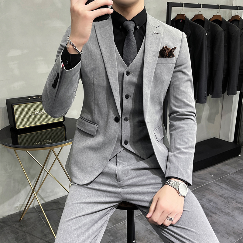 Suit suit men's British and Korean version slim fit three-piece suit business A207-TZ816-P235 large size increased price