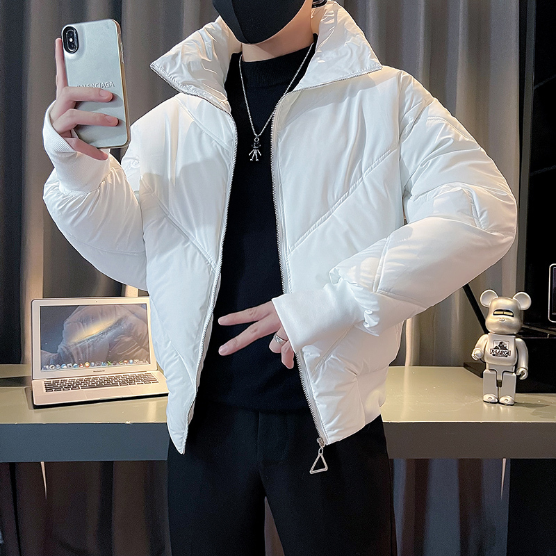 Trendy brand solid color stand collar windproof sleeves bread coat thickened warm cotton coat B