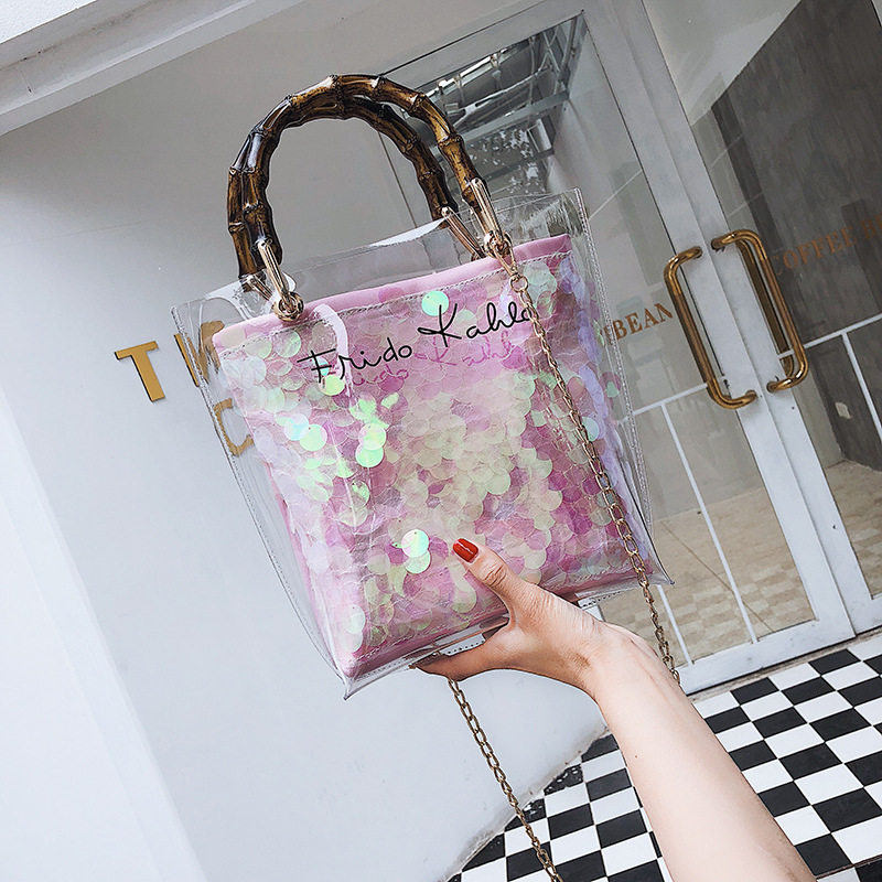 New bags for women summer new fashion Korean version open girl bag women's portable shoulder crossbody bag PVC