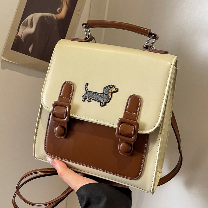 French retro contrast color backpack women's Cambridge bag autumn and winter 2024 new trendy women's bag single shoulder crossbody handbag