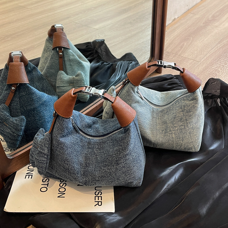 Bag Summer high-end niche handbag 2024 new denim pillow bag fashionable shoulder crossbody bag