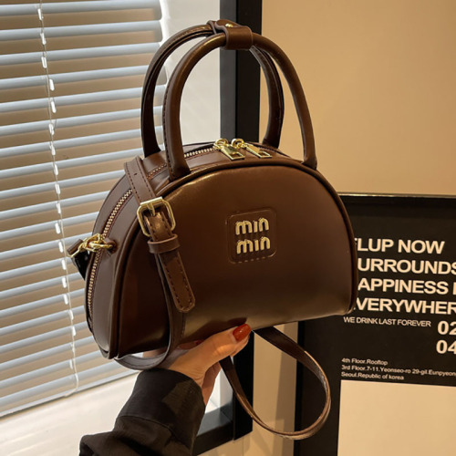 Maillard Retro Portable Bowling Bag Women's 2024 Solid Color New Trendy Korean Style Pillow Bag Versatile Crossbody Bag