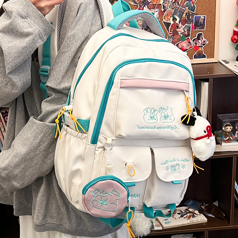 New junior high school student schoolbag large capacity Korean version ins college style backpack contrasting color lightweight primary school student backpack