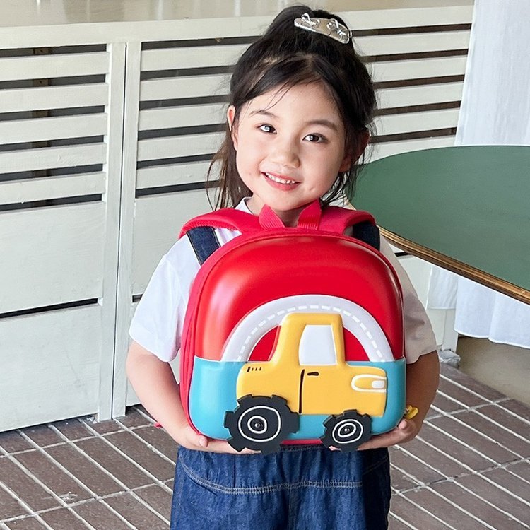 Cute excavator school bag cartoon school bag backpack breathable waterproof diving material kindergarten school bag