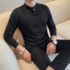 Long-sleeved sweaters for men, new autumn and winter slim-fit solid color versatile sweaters, bottoming shirts
