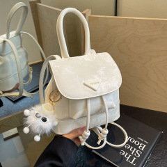 2024 new retro fashion solid color backpack women's bag spring and summer style casual trend simple travel small backpack trend