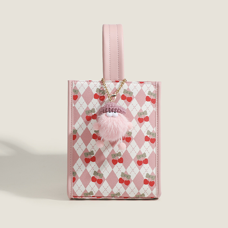 Cherry small bag for women 2024 new fashionable cute playful sweet girl handheld small bag printed mobile phone bag trendy