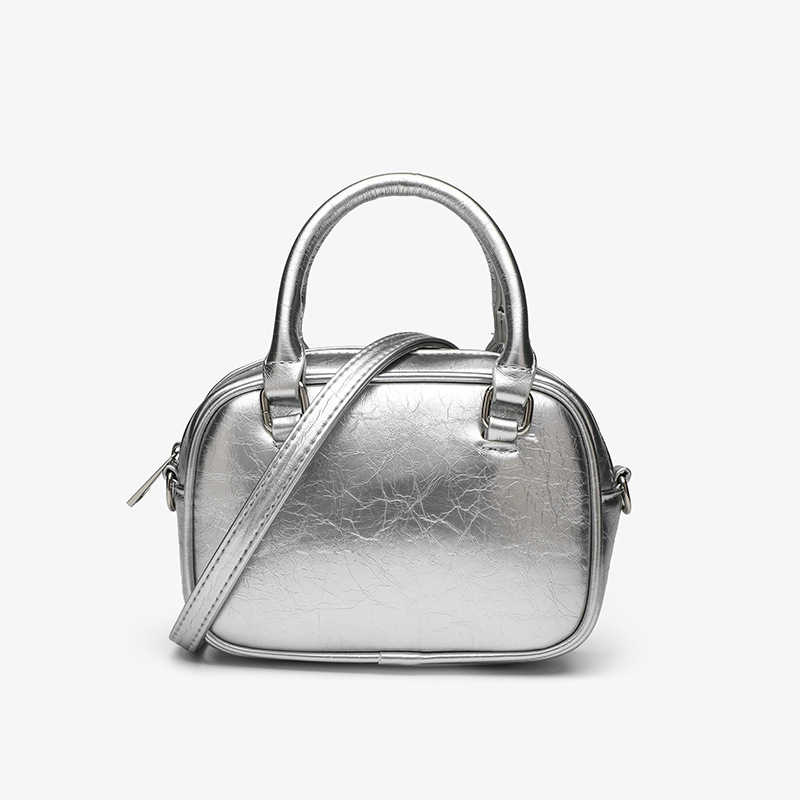 Glossy bowling bag PU texture round bag handbag crossbody bag convenient casual small square bag shoulder bag wholesale