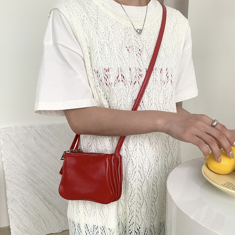 New one-shoulder small square bag for women, versatile soft leather mini bag, high-end women's summer 2024 Korean cross-body bag