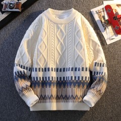 Autumn and winter casual crew neck sweater men's knitted bottoming shirt Hong Kong style loose bottoming shirt