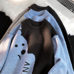 Sweater men's autumn and winter sweater trendy loose retro round neck couple's sweater