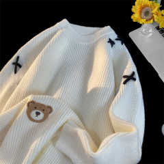 Autumn and winter new casual sweater men's long-sleeved sweater Hong Kong fashion brand bear loose bottoming shirt