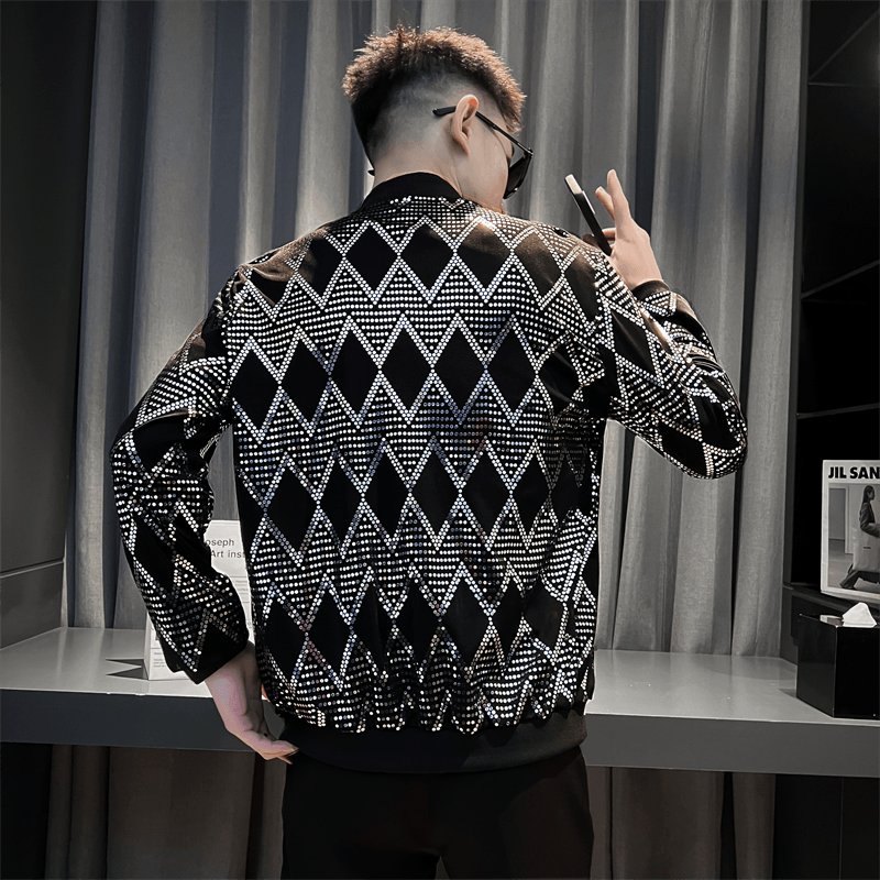 New spring and summer men's personalized fashionable sun protection clothing, nightclub trendy men's thin jacket, sequined performance clothing