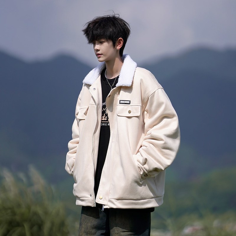 Casual cotton clothing, boyish style, retro lapel thickened jacket, Hong Kong style cotton clothing camera film